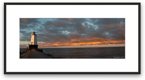 Ludington North Breakwater Light Sunrise Panoramic Framed Fine Art Print