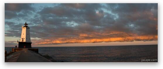 Ludington North Breakwater Light Sunrise Panoramic Fine Art Metal Print