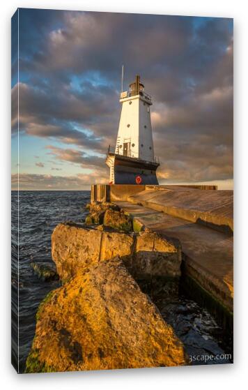 Ludington North Breakwater Lighthouse at Sunrise Fine Art Canvas Print