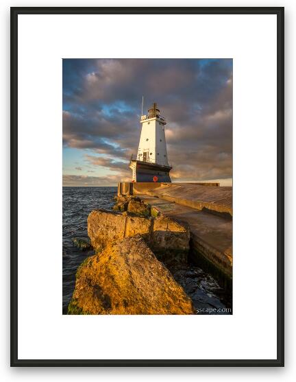 Ludington North Breakwater Lighthouse at Sunrise Framed Fine Art Print