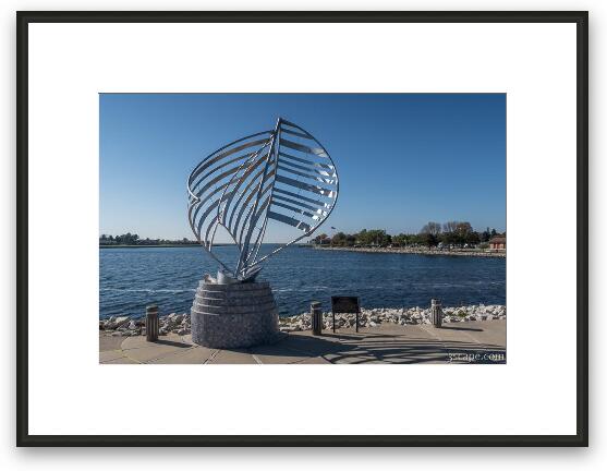 Reflections Sculpture in Waterfront Park Framed Fine Art Print