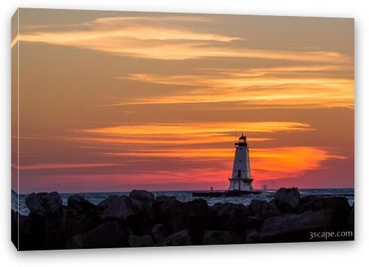 Beautiful Ludington Lighthouse Sunset Fine Art Canvas Print