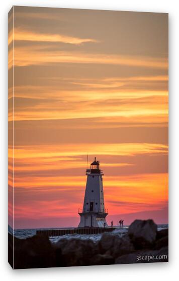 Beautiful Ludington Lighthouse Sunset Fine Art Canvas Print