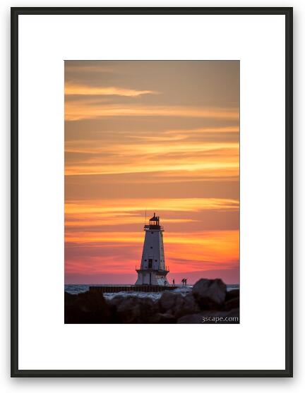 Beautiful Ludington Lighthouse Sunset Framed Fine Art Print
