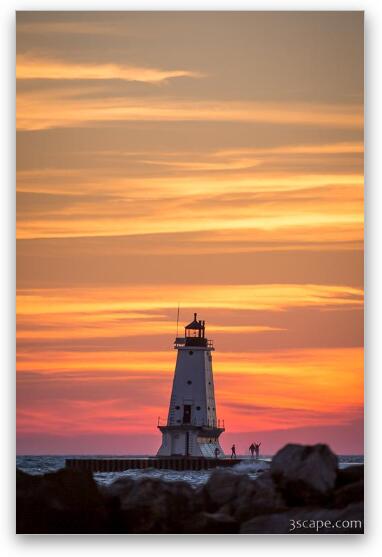 Beautiful Ludington Lighthouse Sunset Fine Art Metal Print