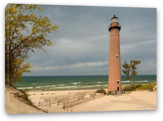 Little Sable Point Lighthouse on a Cloudy Day Fine Art Canvas Print