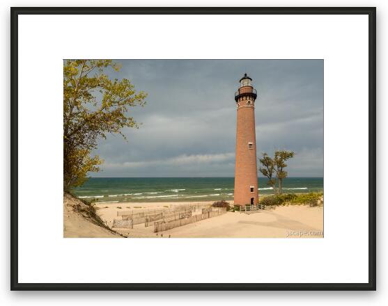 Little Sable Point Lighthouse on a Cloudy Day Framed Fine Art Print