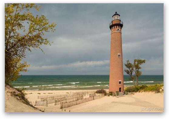 Little Sable Point Lighthouse on a Cloudy Day Fine Art Metal Print