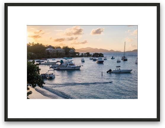 Cruz Bay Harbor Sunset Framed Fine Art Print