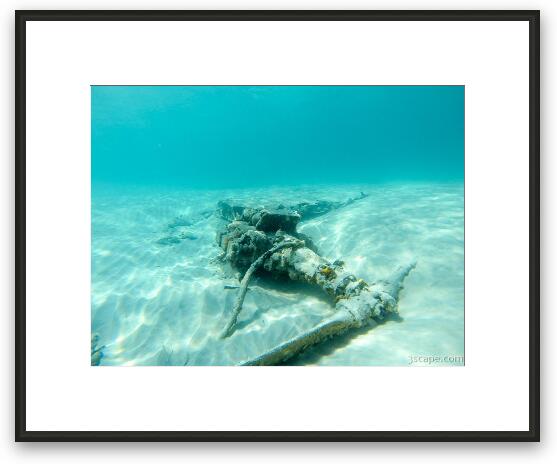 Wreckage of crashed Cessna in Peter Bay Framed Fine Art Print