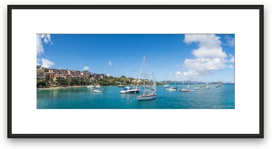 Cruz Bay Harbor Panoramic Framed Fine Art Print