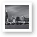 Chicago Skyline At Night Black And White  Art Print