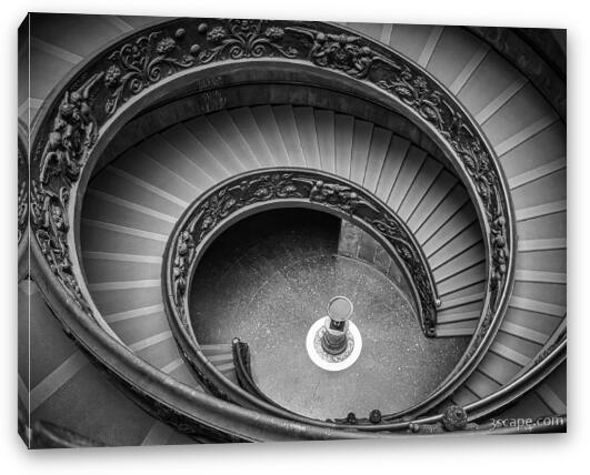Famous Bramante Spiral Staircase Black and White Fine Art Canvas Print