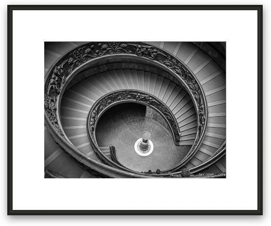 Famous Bramante Spiral Staircase Black and White Framed Fine Art Print