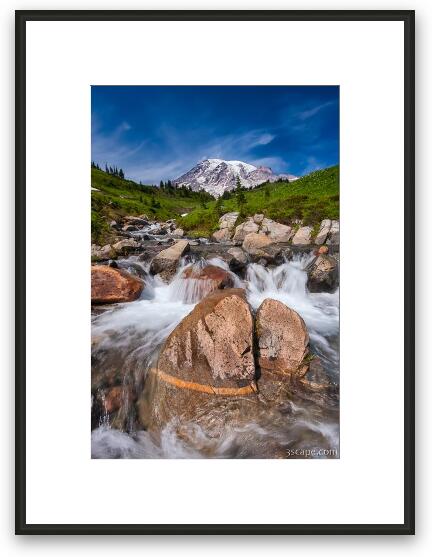 Mount Rainier Glacial Flow Framed Fine Art Print