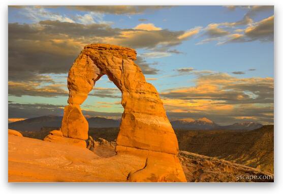 Delicate Arch at Sunset Fine Art Metal Print