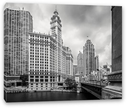 Wrigley Building Chicago Black and White Fine Art Canvas Print