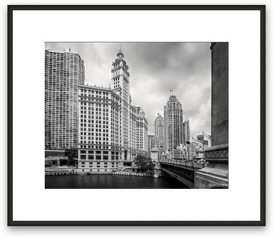 Wrigley Building Chicago Black and White Framed Fine Art Print
