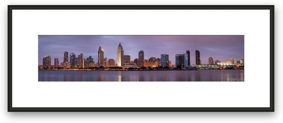 San Diego Skyline at Dusk Panoramic Framed Fine Art Print