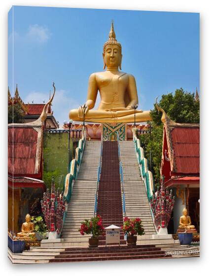 Wat Phra Yai and Sitting Buddha Fine Art Canvas Print