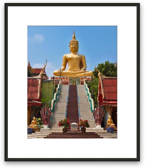 Wat Phra Yai and Sitting Buddha Framed Fine Art Print