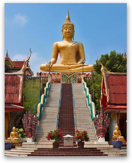 Wat Phra Yai and Sitting Buddha Fine Art Metal Print