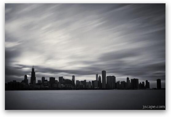 Chicago Skyline BW Fine Art Metal Print