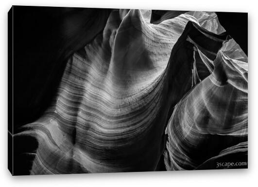 Antelope Canyon Waves Black and White Fine Art Canvas Print