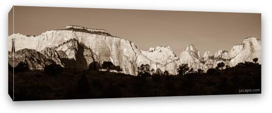 Towers of the Virgin Black and White Panoramic Fine Art Canvas Print