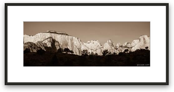 Towers of the Virgin Black and White Panoramic Framed Fine Art Print