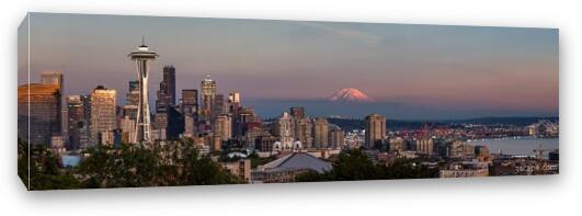 Seattle Skyline and Mt. Rainier Panoramic Wide Fine Art Canvas Print