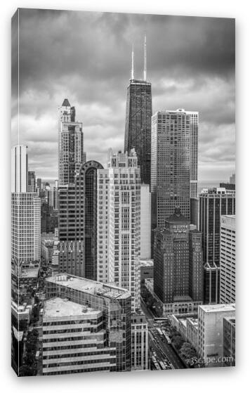 Streeterville From Above Black and White Fine Art Canvas Print