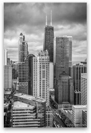 Streeterville From Above Black and White Fine Art Metal Print