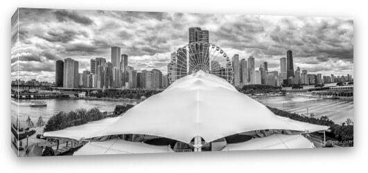 Chicago Skyline from Navy Pier Black and White Fine Art Canvas Print