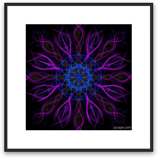 Purple Blue Kaleidoscope Square Framed Fine Art Print