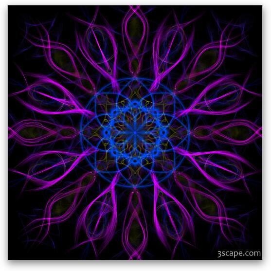 Purple Blue Kaleidoscope Square Fine Art Metal Print