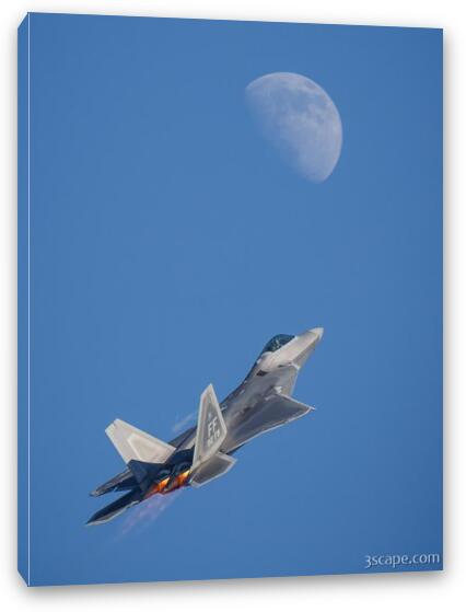 F-22 Raptor and Moon Fine Art Canvas Print