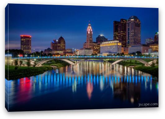 Columbus Ohio Skyline at Night Fine Art Canvas Print