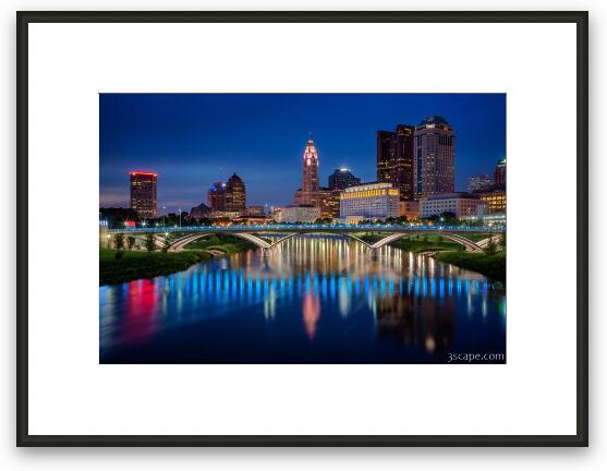 Columbus Ohio Skyline at Night Framed Fine Art Print
