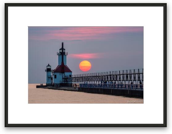 St. Joseph Lighthouse at Sunset Framed Fine Art Print