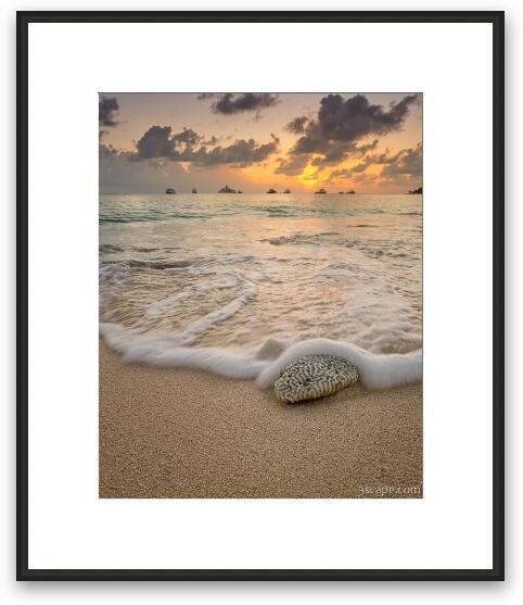 Grand Cayman Beach Coral Waves at Sunset Framed Fine Art Print