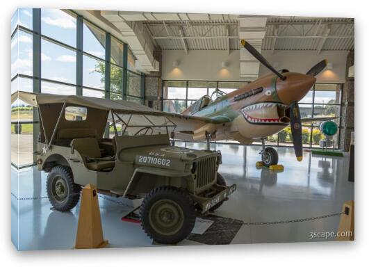 Curtiss P-40 Warhawk and Jeep Fine Art Canvas Print