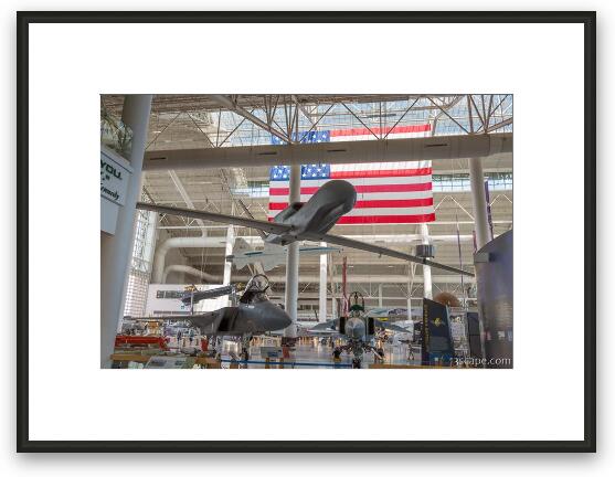 F-15 Eagle,  MiG-23 Flogger, and RQ-4 Global Hawk Drone Framed Fine Art Print