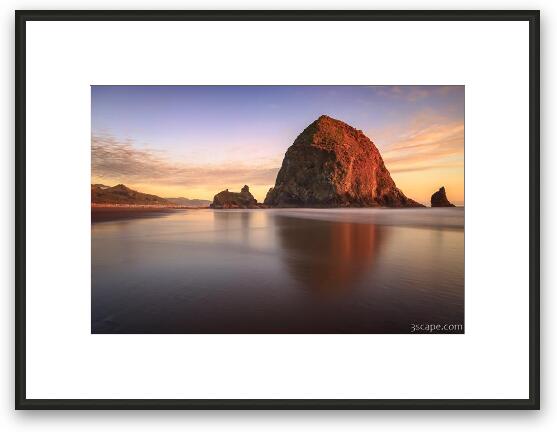 Haystack Rock Sunset Framed Fine Art Print
