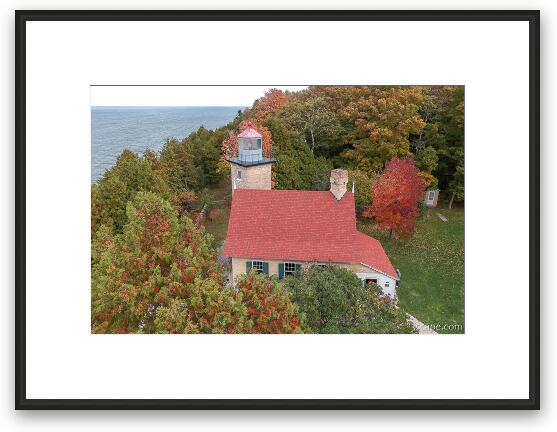 Eagle Bluff Lighthouse Aerial Framed Fine Art Print