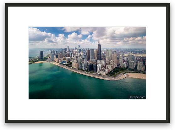 Chicago Gold Coast Aerial Panoramic Framed Fine Art Print