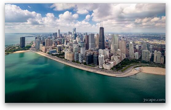 Chicago Gold Coast Aerial Panoramic Fine Art Metal Print