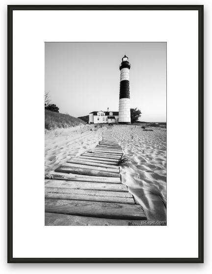 Big Sable Point Lighthouse Black and White Framed Fine Art Print