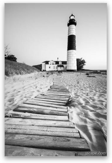 Big Sable Point Lighthouse Black and White Fine Art Metal Print
