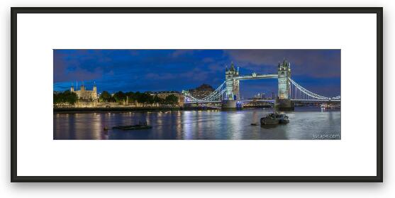 Tower of London and Tower Bridge at Night Panoramic Framed Fine Art Print